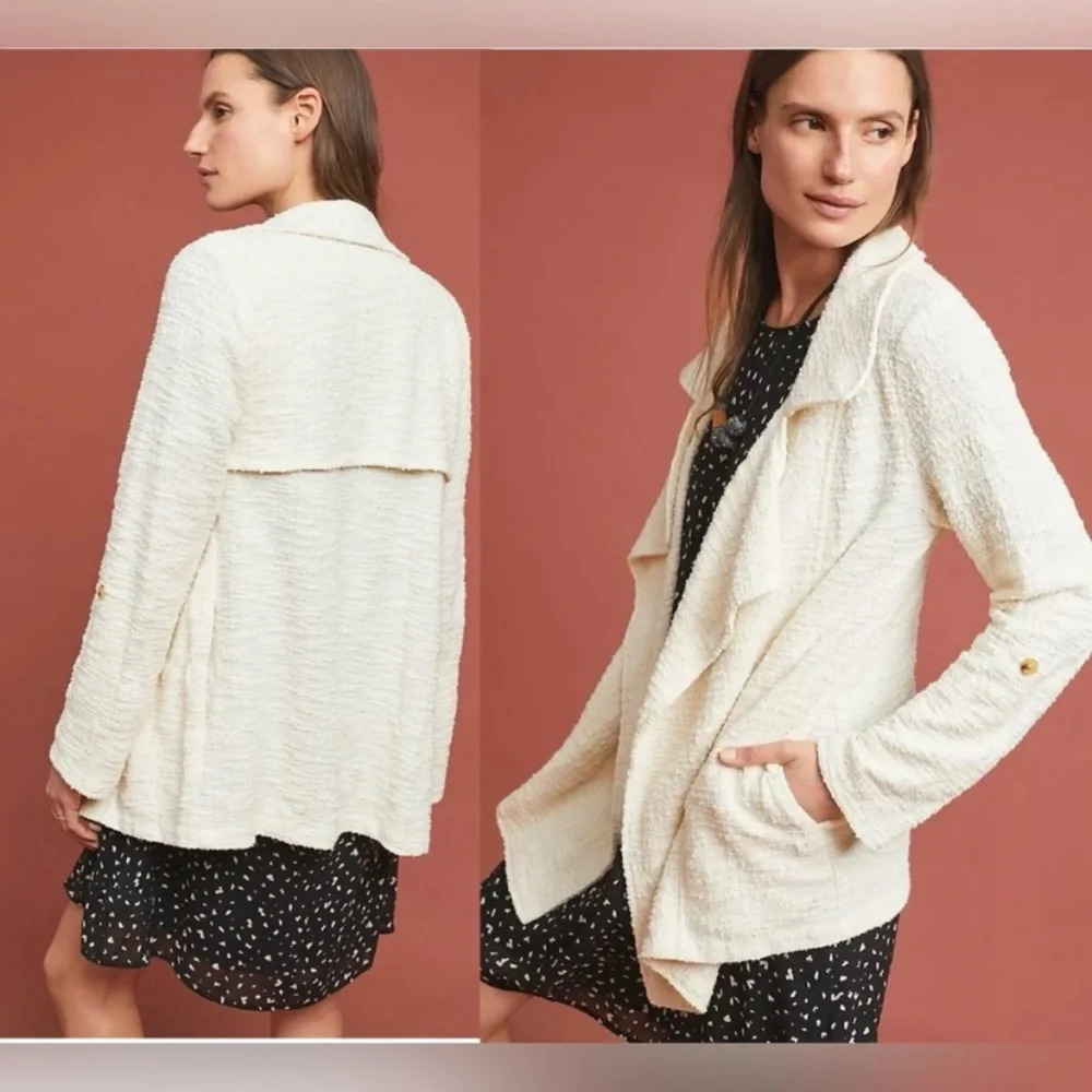 Anthropologie Cream Dolan Left Coast Gwyneth Jacket Size Large Boucle Tweed